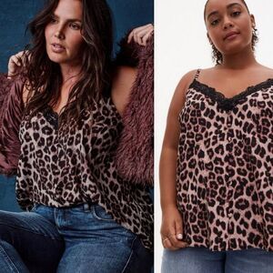 NWT Torrid Chablis Lace Trim Cami Leopard Print 2X